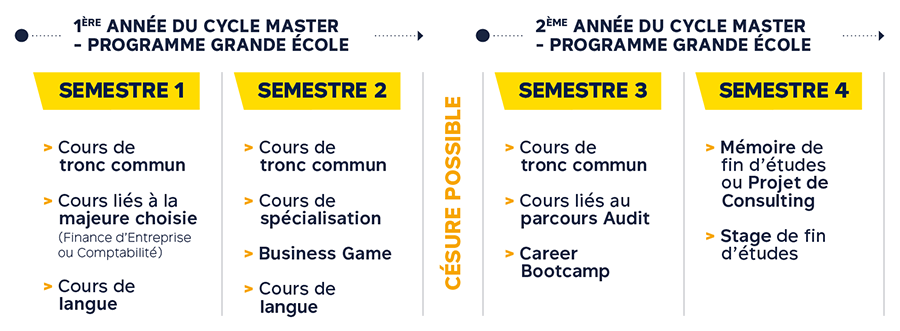 Structure du cycle Master du Programme Grande École - Parcours Audit